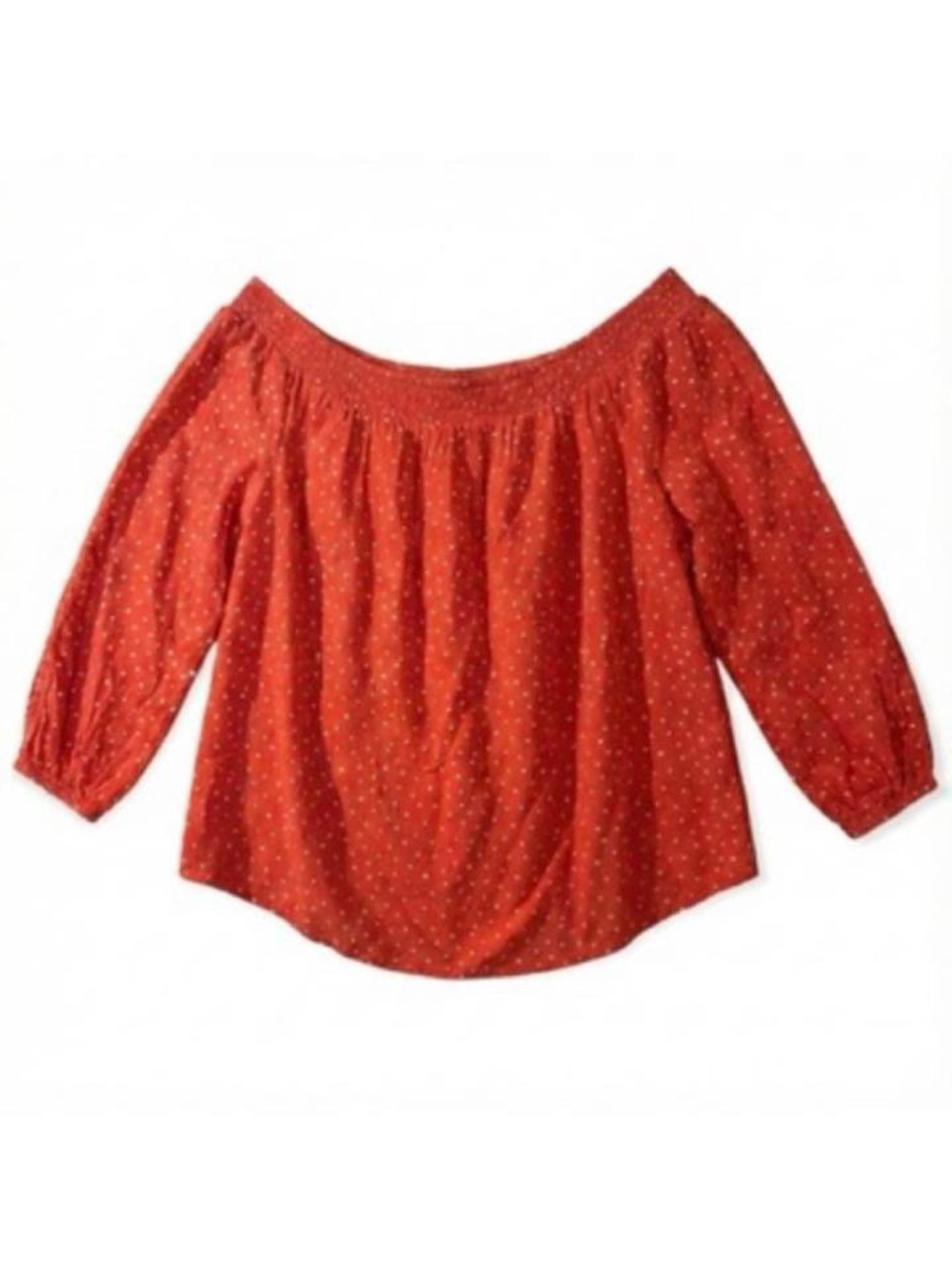 Maurices Burnt Orange Off-Shoulder Dot Peasant Top